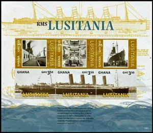 Mini Sheet, RMS Lusitania, Ghana,  , Passenger-ships