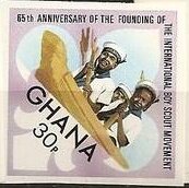 Stamp, Sea Scouts in Canoe, Ghana,  , Canoeing, Scouting, Seals (Emblems)