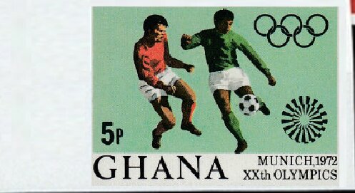 Stamp, Soccer, Ghana,  , Football (Soccer), Olympic Games, Seals (Emblems)