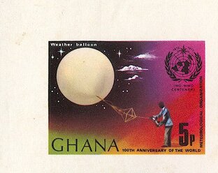 Stamp, Weathe Balloon, Ghana,  , Air Balloons, Organizations, Seals (Emblems), Weather