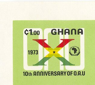 Stamp, X in Ghana Flag, Ghana,  , Flags, Letters (Alphabet), Organizations