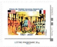 Stamp, Choice of the Unknown American Soldier Centenary Chalons ..., Personalized and Private Mail Stamps,  , Anniversaries and Jubilees, Army, First World War, Military Forces, Monuments