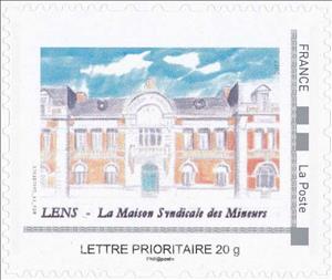 Stamp, Lens Maison Syndicale des Mineurs, Personalized and Private Mail Stamps,  , Buildings