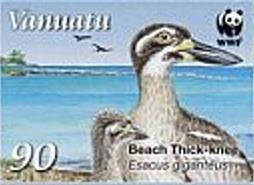 Stamp, Beach Stone-curlew (Esacus giganteus), Vanuatu,  , Birds, WWF, Animals (Fauna)