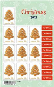 Mini Sheet, Christmas Tree Cookie Pane of 10, Australia,  , Christmas, Food