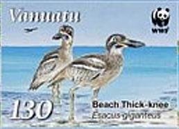 Stamp, Beach Stone-curlew (Esacus giganteus), Vanuatu,  , Birds, WWF, Animals (Fauna)