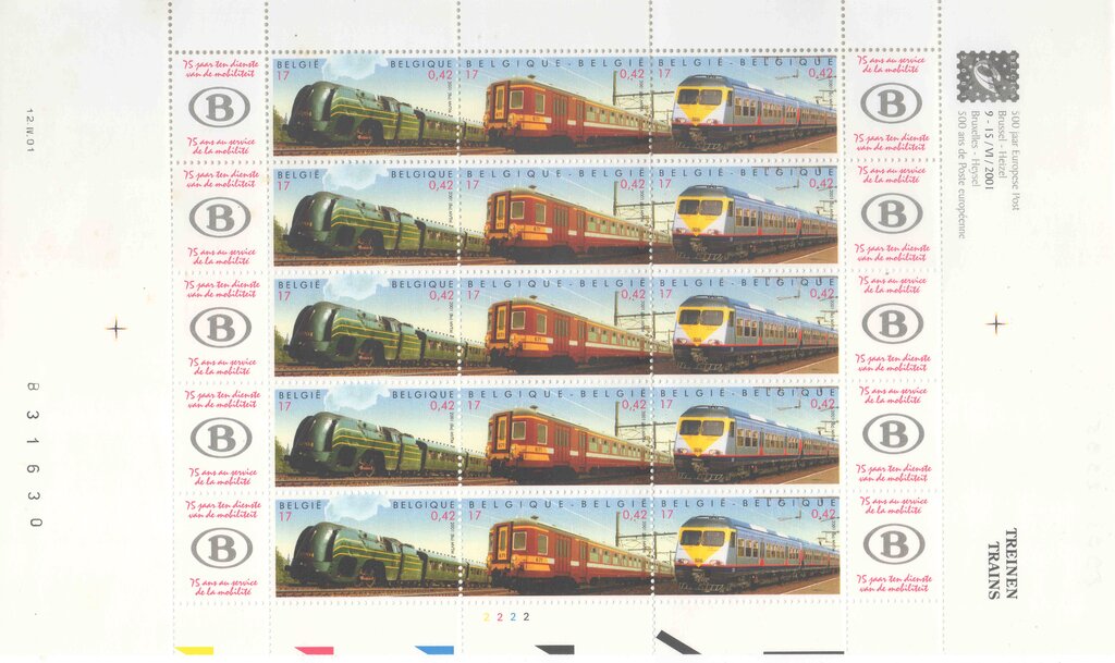 75 year Belgian Railways NMBS - strip and 2 tabs