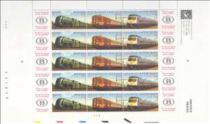 Mini Sheet, 75 year Belgian Railways NMBS - strip and 2 tabs, Belgium,  , Railways