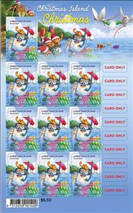 Mini Sheet, Snorkeling Santa, Christmas Island,  , Birds, Christmas, Crabs, Santa Claus, Turtles