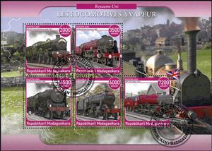 Mini Sheet, Locomotives, Cinderellas,  , Locomotives, Railways