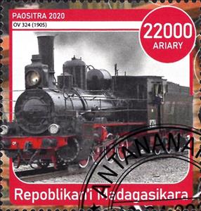 Stamp, Ov 324 (1905), Cinderellas,  , Locomotives, Railways