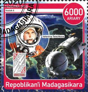 Stamp, Vostok 6, Cinderellas,  , Spacecrafts