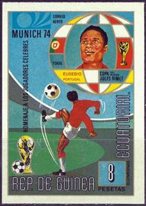 Stamp, Eusébio da Silva Ferreira (1942-2014), Equatorial Guinea,  , Athletes, Flags, Football (Soccer), Sports