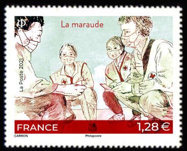 Stamp, Aid to the Homeless, France,  , Red Cross and Red Crescent