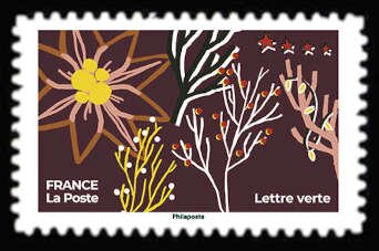 Stamp, Trees and Flower, France,  , Christmas, Flowers