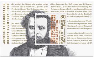 Souvenir Sheet, Robert Blum, Politician and Democracy Advocate, Germany, Federal Republic,  , Authors, Famous People, Lawyers - Advocates, Literary People (Poets and Writers), Literature, Politicians, Publishers