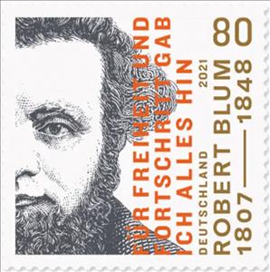 Stamp, Robert Blum, Politician and Democracy Advocate, Germany, Federal Republic,  , Authors, Famous People, Lawyers - Advocates, Literary People (Poets and Writers), Literature, Politicians, Publishers