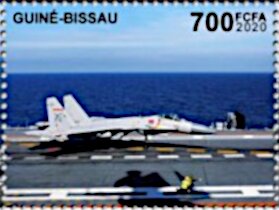 Stamp, Aircraft Carrier, Guinea-Bissau,  , Aircraft, Aviation, Ships, Warships