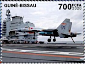 Stamp, Aircraft Carrier, Guinea-Bissau,  , Aircraft, Aviation, Ships, Warships
