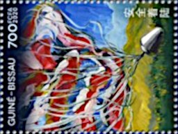 Stamp, Chinese Space Projects, Guinea-Bissau,  , Outer Space, Political parties, Space Traveling