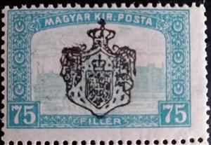 Stamp, Parliament building - overprinted, Hungary, Serbian Occupation of Banat and Bacska,  , Buildings, Government Buildings, Parliaments, Rivers