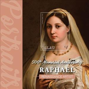 Souvenir Sheet, La Donna Velata, 1515, Palau,  , Art, Painters, Paintings