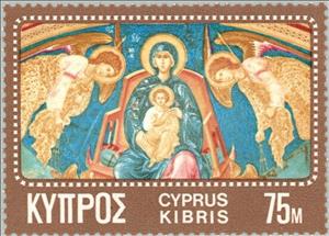 Stamp, Virgin and the Child, Cyprus,  , Christmas, Angels