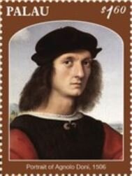 Stamp, Portrait of Agnolo Doni, 1506, Palau,  , Art, Painters, Paintings