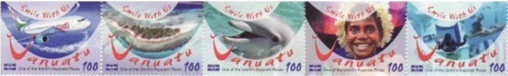 Se-tenant, Tenant of No. 1430-34, Vanuatu,  , Mammals, Tourism, Aviation, Aircrafts