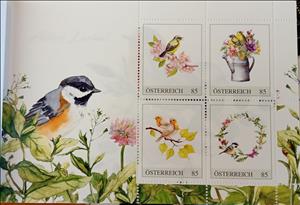 Mini Sheet, Watercolor Paintings, Personalized and Private Mail Stamps,  , Birds, Flowers