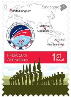 Stamp, Five Power Defense Agreement, 50th Anniversary, Singapore,  , Diplomacy, Maps, Military Forces