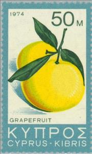Stamp, Grapefruits, Cyprus,  , Fruits, Plants (Flora)