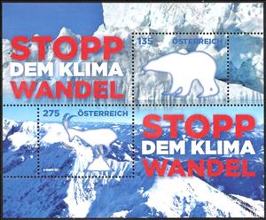 Souvenir Sheet, Stop Climate Change, Austria,  , Environment Protection, Landscapes, Stylized Animals