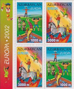 Booklet Pane, Europa 2002. Circus - half sheet, Azerbaijan,  , Animals (Fauna), C.E.P.T. / Europe, Circus, Clowns, Horses, Mammals