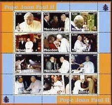 Mini Sheet, Pope John Paul II, Cinderellas,  , Famous People, Popes