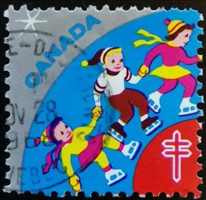 Stamp, Tuberculosis Christmas Seal, kids playing, Cinderellas,  , Children, Christmas, Tuberculosis / TBC