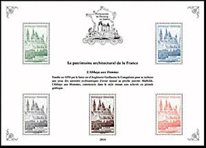 Souvenir Sheet, French Architectural Heritage: Abbey of Hommes, France,  , Buildings, Churches - Cathedrals - Basilicas - Chapels