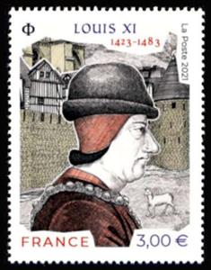 Stamp, King Louis XI, France,  , Battle, Famous People, Heads of State, Kings, Royalty