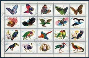 Mini Sheet, Exotic Butterflies and Birds, Fujairah (Fujeira),  , Animals (Fauna), Birds, Butterflies