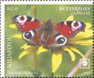 Stamp, Peacock (Aglais io), Niuafo'ou,  , Butterflies
