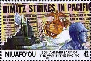 Stamp, US battleship, Maj. Gen. Julian C. Smith, Niuafo'ou,  