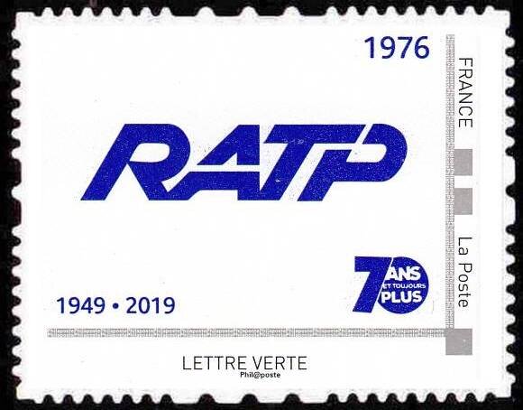 1976 logo. 70 years RATP More Stations 1949-2019