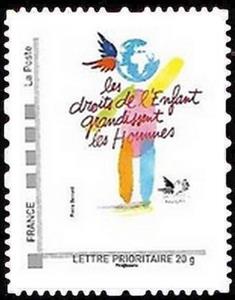 Stamp, Children's Rights. Droits d'enfant grandissent les Hommes, Personalized and Private Mail Stamps,  , Charity, Children, Human Rights