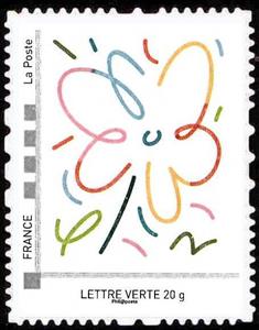 Stamp, Flower shape drawn in felt tip, Personalized and Private Mail Stamps,  , Drawings