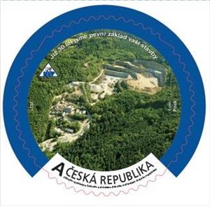 Stamp, Lom Písek z letadla, Personalized and Private Mail Stamps,  , Miners, Round Stamps, Stones