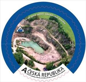 Stamp, Lom Štiptoň z letadla, Personalized and Private Mail Stamps,  , Miners, Round Stamps, Stones