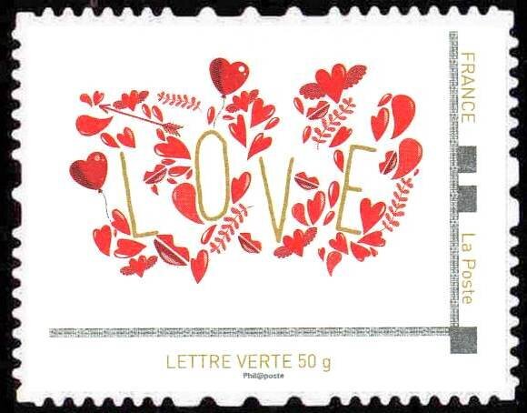 Love with red leaves and hearts