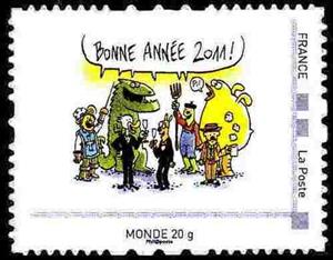 Stamp, New Year Bonne Annee 2011, Personalized and Private Mail Stamps,  , New Year