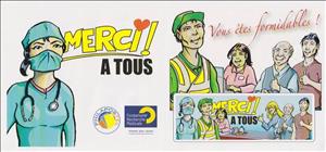 Booklet, Thanking Ancilliary and Health Workers. Merci, Personalized and Private Mail Stamps,  , Healthcare, Hearts