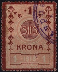Stamp, "SHS" in circle, Slovenia - Kingdom of Serbs, Croats & Slovenes,  
